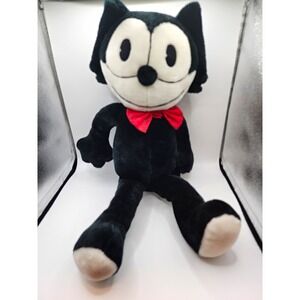 Felix the Cat Plush Stuffed Animal, Black White Red, Red Bow Tie 1988